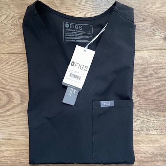 NWT Figs Black FREEx™ Catarina™ - One-Pocket Scrub Top Size Small - Picture 2 of 2